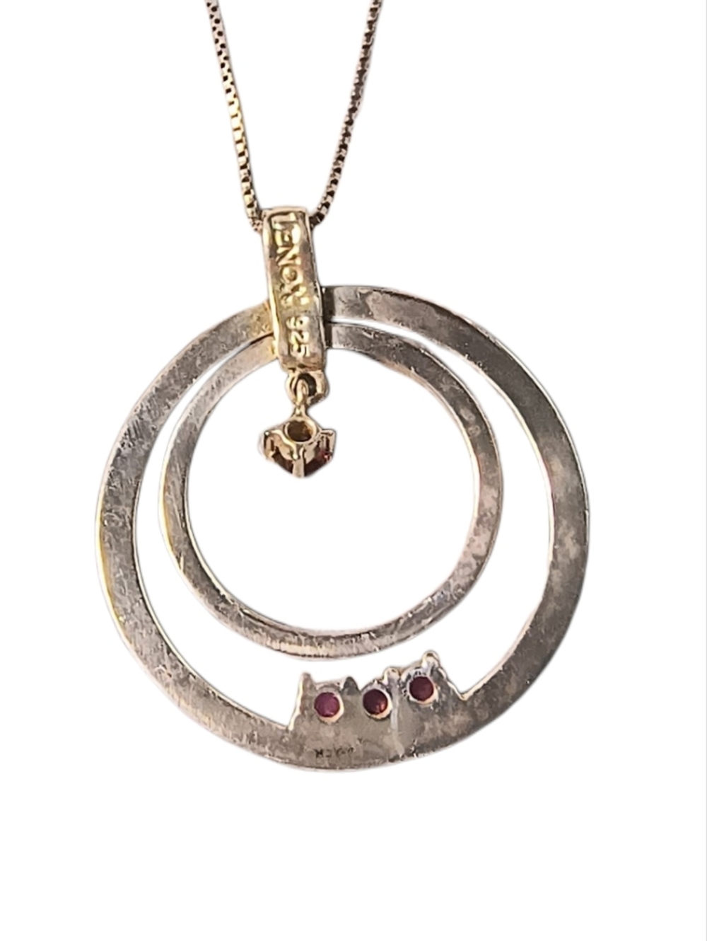 Vintage Lenox Ruby, Garnet And Sterling Silver Pendant Necklace - Picture 6 of 9